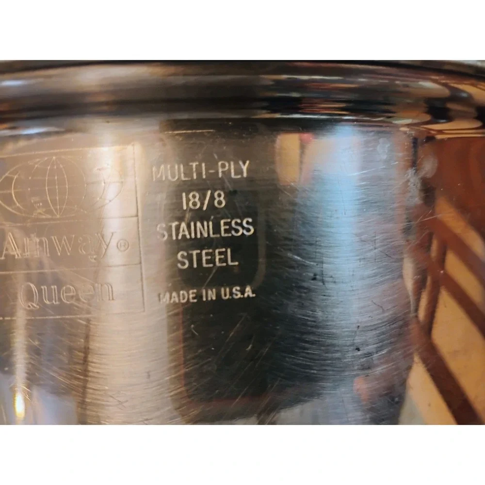 Vintage Amway Queen 6 QUART Stockpot 18/8 Stainless Steel Multi Ply USA